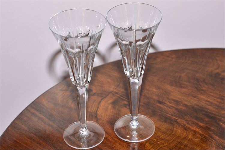 Pair WATERFORD Millennium Collection Crystal Champagne Flutes