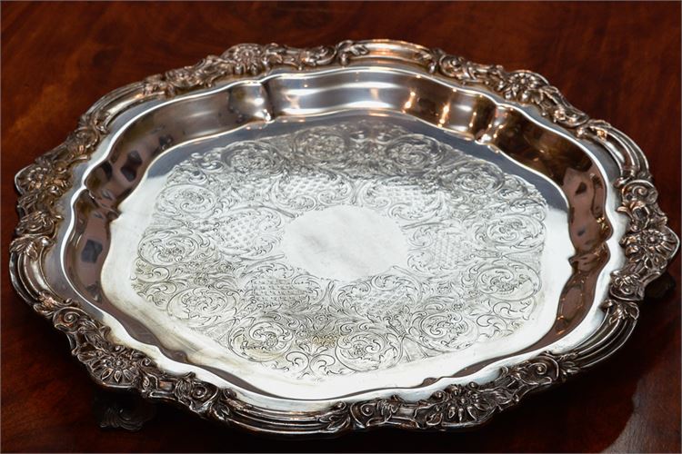 Silver Plated Serving Tray w/Footed Base