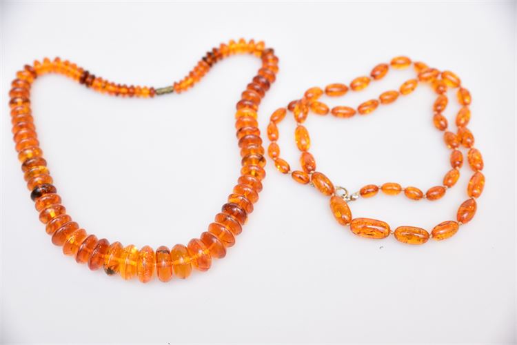 (Two) 2 Amber Beaded Necklaces