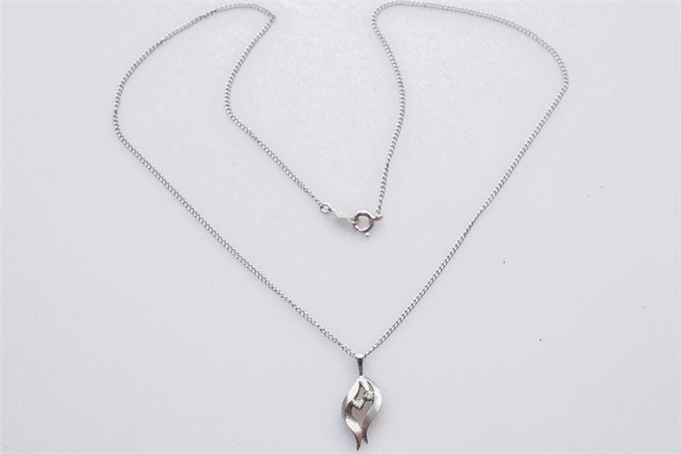 Women's 14K White Gold Necklace w/Diamond Pendant