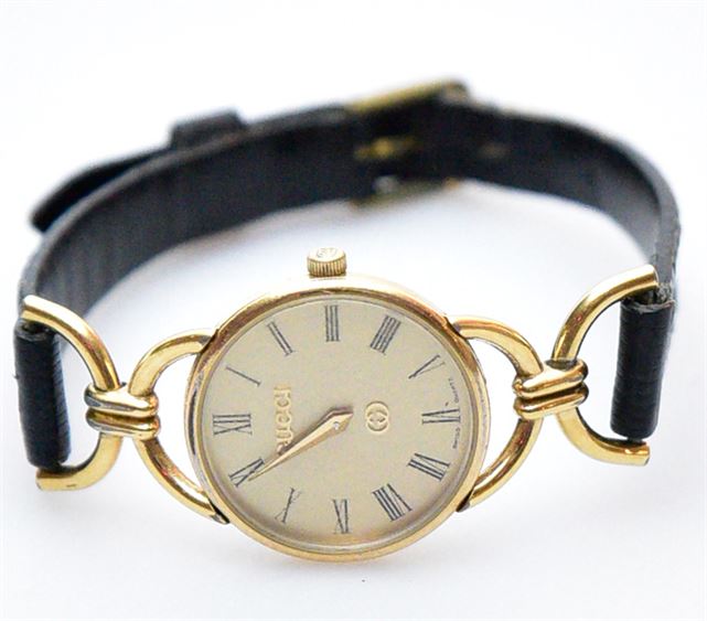 Women's Gold GUCCI Wristwatch w/Stirrup Lugs