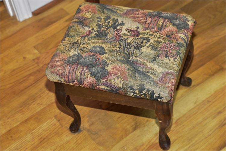 Queen Anne Style Stool w/Tapestry Seat