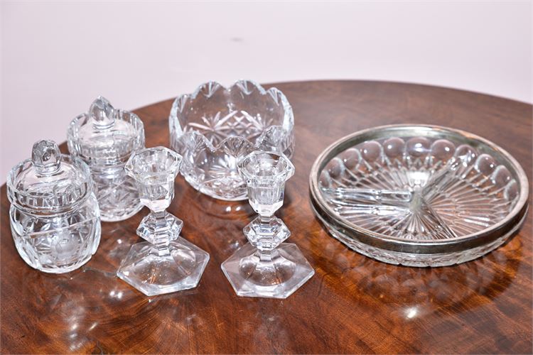 (Six) 6 Piece Lot Cut Glass Accessories