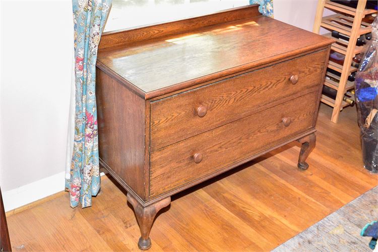 Antique Oak Low Boy 2-Drawer Dresser/Wash Stand