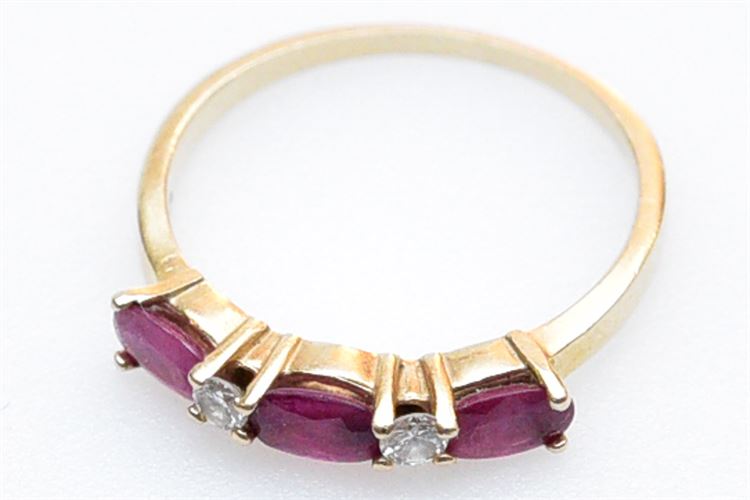 Women's 14K Yellow Gold Ring w/Diamonds & Rubies