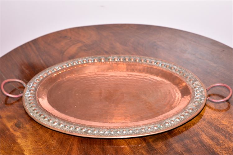 Solid Copper Serving Tray w/Handles