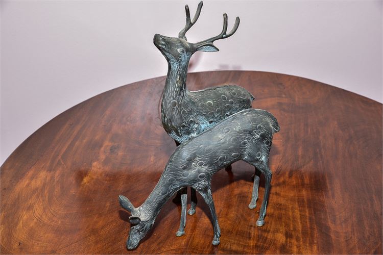 Pair Bronze DEER Statues