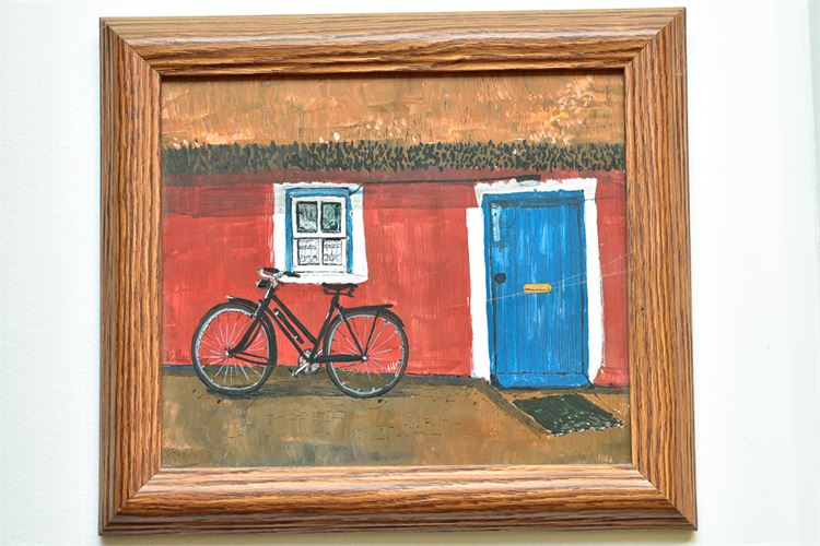 Signed Folk Art Painting BIKE