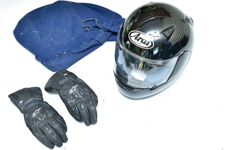 Motorcycle Helmet by ARIA Size XXL w/Riding Gauntlets