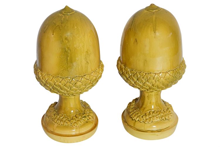 Yellow Drip Glaze Ceramic Acorn Mantle Accents