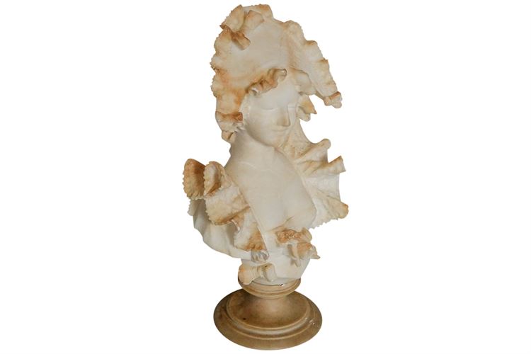 Alabaster  Bust Sculpture of Young Victorian Woman