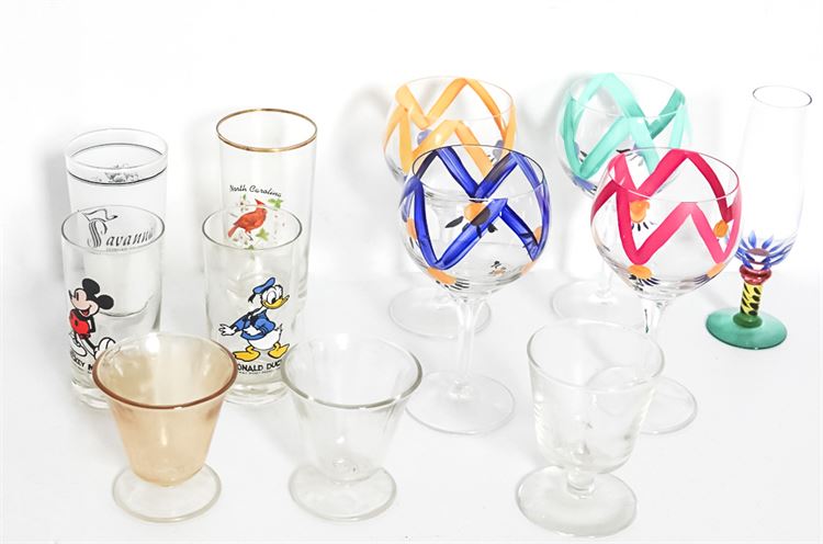 Lot of (Eleven) 11 Glasses w/Decoration