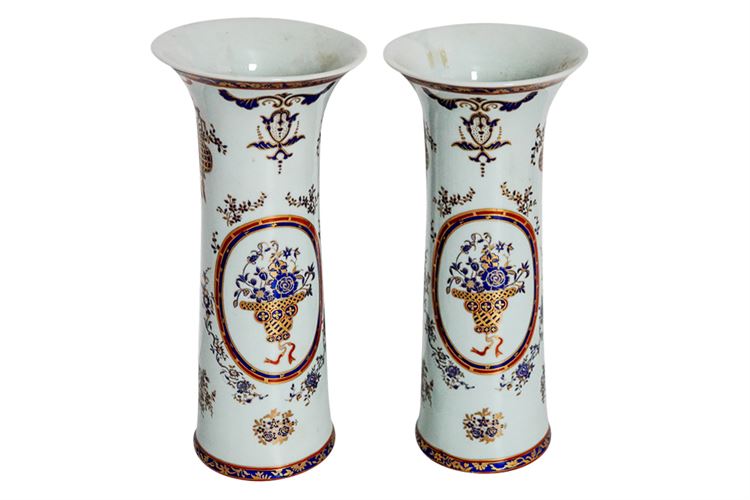 European Style Porcelain  Vases w/Flower Decoration