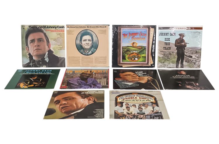 Vintage Collection (Eight) 8 JOHNNY CASH Vinyl Records w/Sleeves