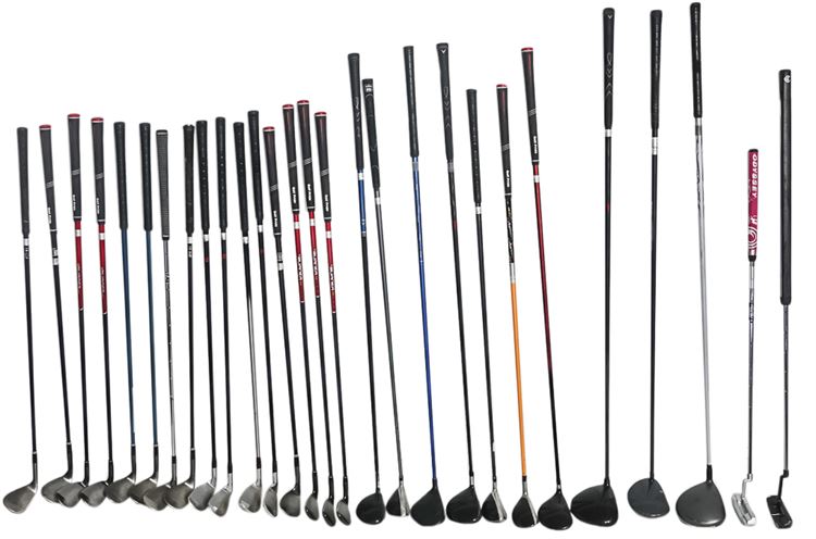 Lot of 28 Golf Clubs, Drivers, & Putters