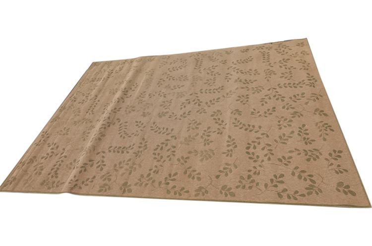 New Large Tan Area Rug w/Floral Pattern