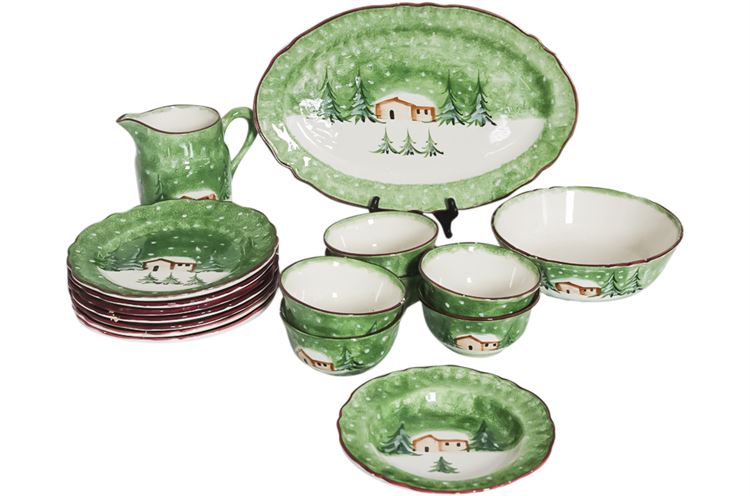 17 pc. Winter Scene China Dining Set