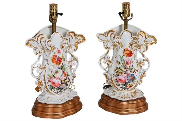 Pair 19th Cent Spill Vases Mounted as Lamps