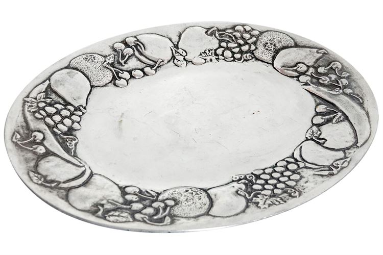 Large WILTON Pewter Serving Platter w/Fruit Decoration