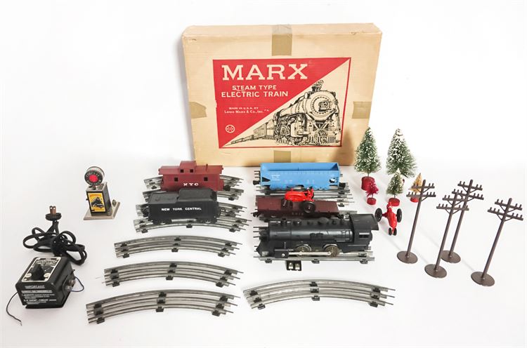 Vintage MARX Children's Toy Train Set w/Box & Extras