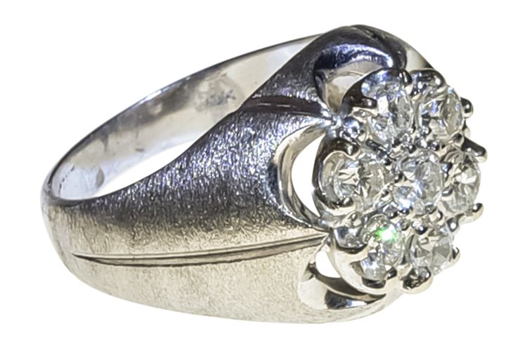 Fine Men's 14K White Gold w/Diamonds Ring