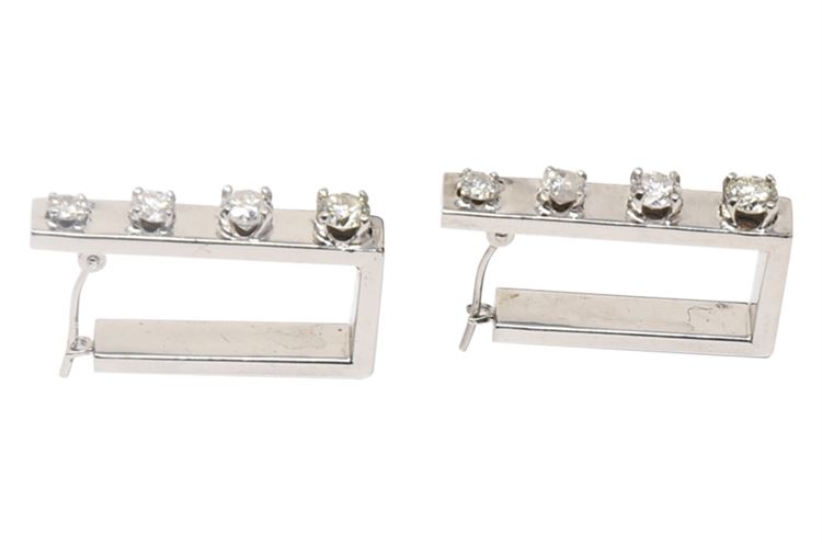 14K White Gold & Diamond Earrings with Snap Down Posts