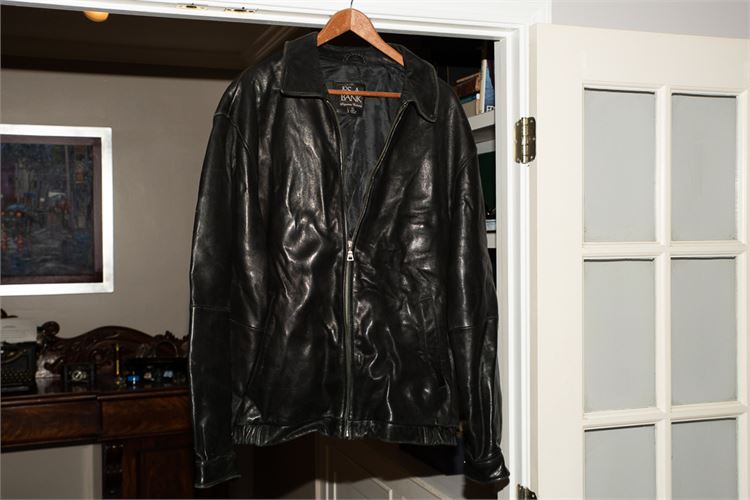 Men's Black Leather Bomber Jacket