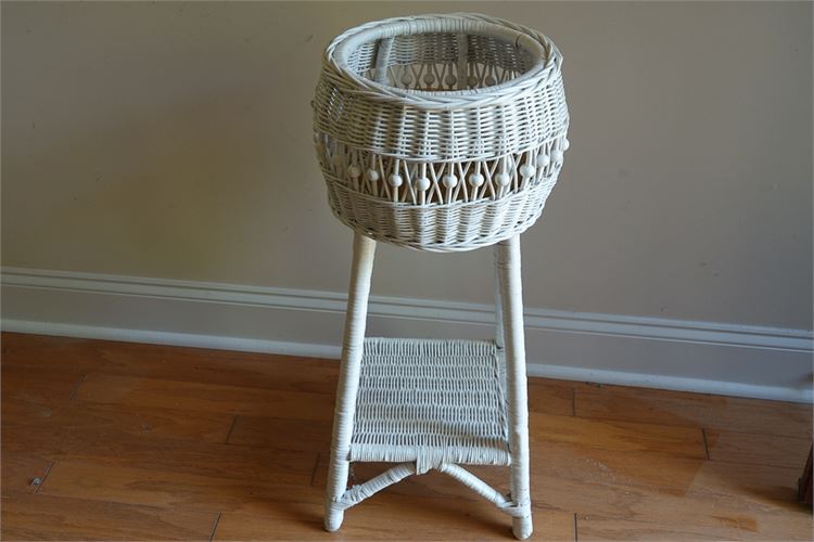 White Wicker Planter