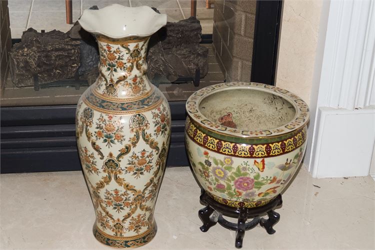 Lot of Chinese Porcelain Planter & Vase