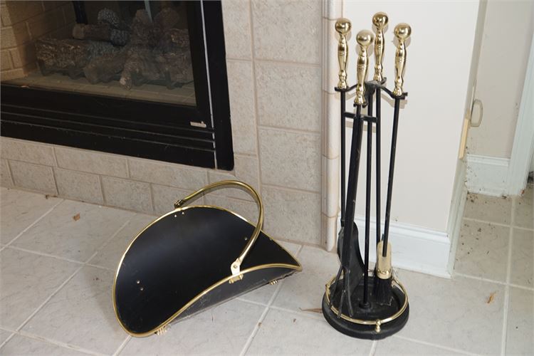 Set of Brass Fireplace Tools