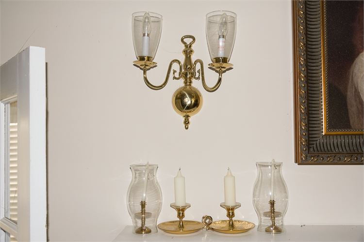 Pair Georgian Style Brass Sconces