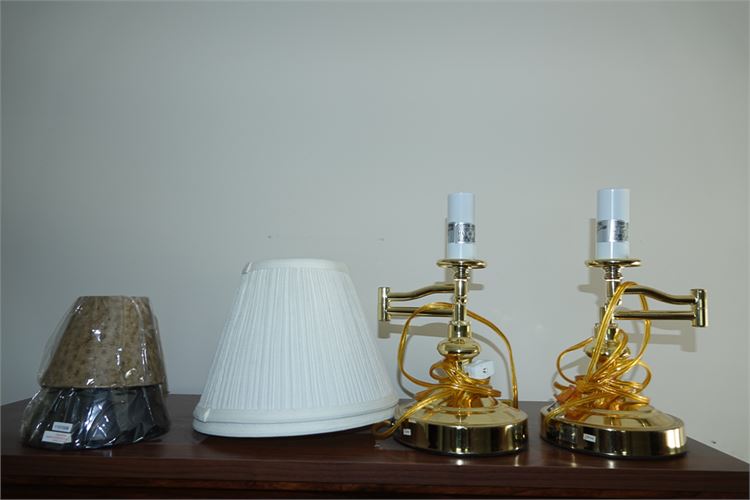 Pair of Brass Swing Arm Desk Lamp