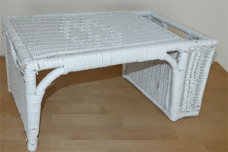 Vintage White Wicker Bed Tray