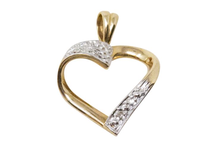 Women's 14K Yellow Gold Heart Pendant w/Diamonds