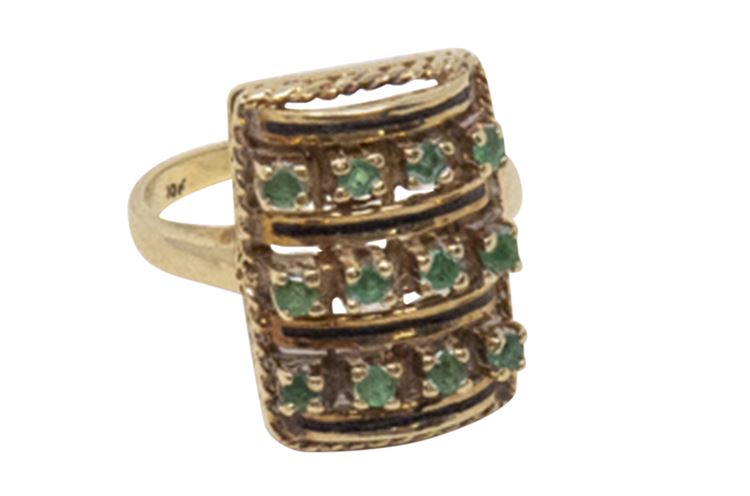 Vintage Women's 10K Yellow Gold Ring w/Emeralds