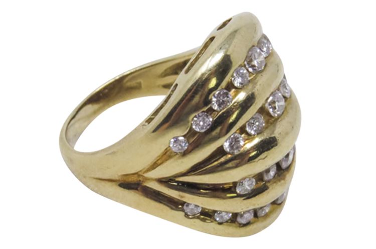 Women's Designer 14K Yellow Gold Ring w/Diamonds