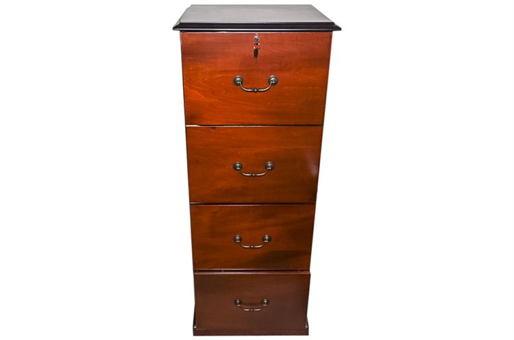 Four (4) Drawer Mahogany File Cabinet