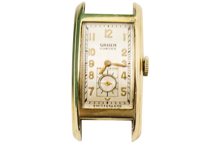 Vintage Men's Long GRUEN CURVEX Gold Filled Wristwatch