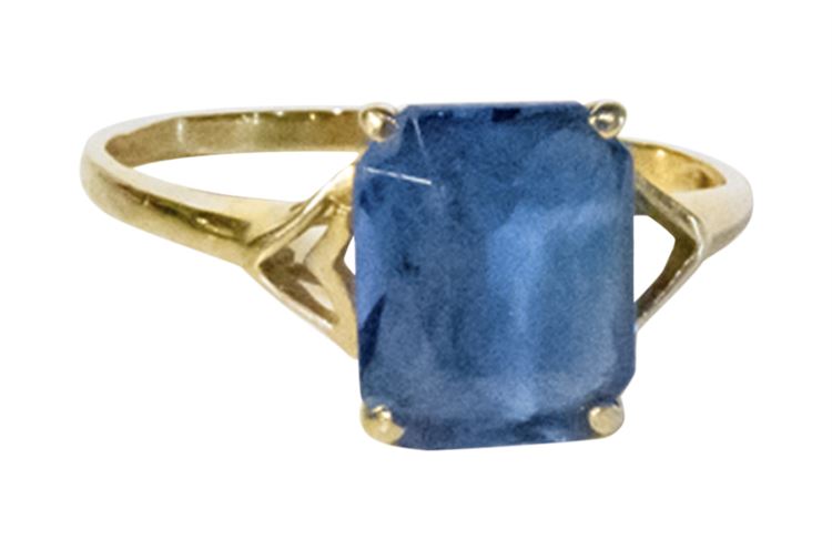 Women's 10K Yellow Gold Ring w/Blue Topaz