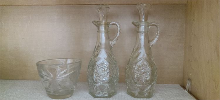 Cut Glass Oil & Vinegar Set