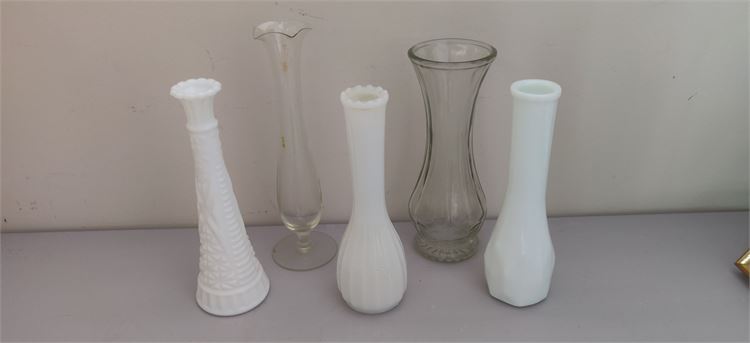 Lot (Five) 5 Glass Bud Vases