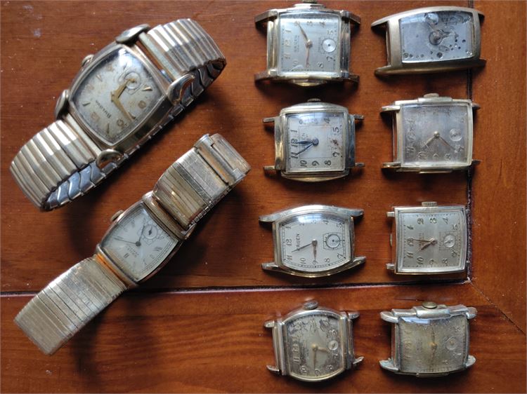 Lot (Ten) 10 Vintage Deco Gold Mens Wristwatch's GRUEN-BULOVA