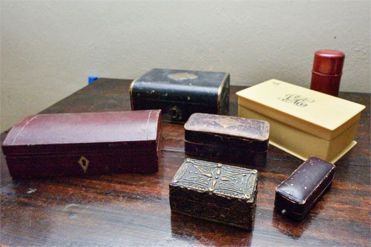 Antique Trinket Boxes, Sewing Kit, and More