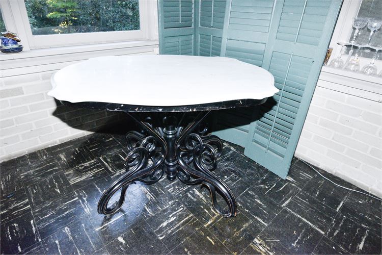 VERY FINE Vintage Bent Wood  Dining Table w/Marble Top