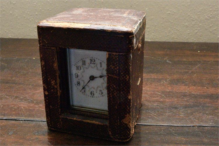 Fine Antique Brass Carriage Clock with Leather Case