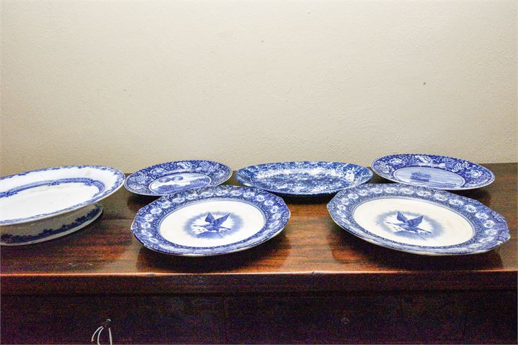 Blue and White Staffordshire China Commemorative American Plates