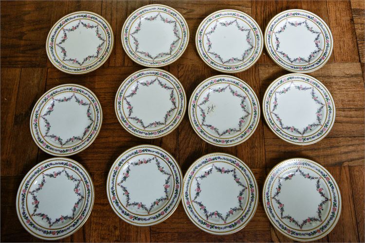 Twelve (12) BAILEY, BANKS, & BIDDLE English Side Plates w/Floral Design