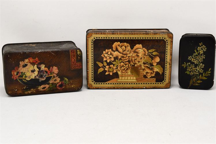 Three Antique Trinket and Candy Boxes