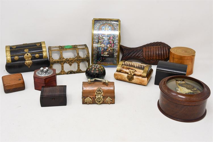 Lot of Small Decorative Boxes WOOD-BRASS-COPPER-Bone