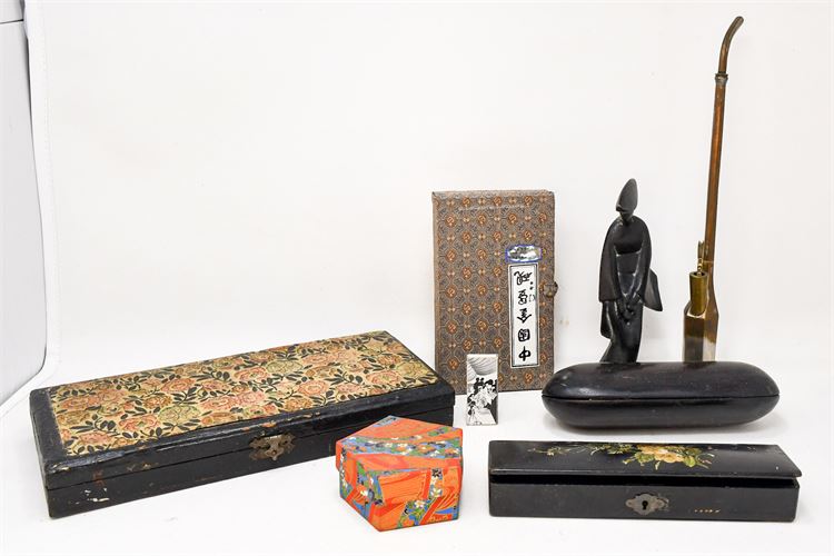 Mixed Lot Asian & Chinese Collectibles PIPE-GEISHA-PEN BOX